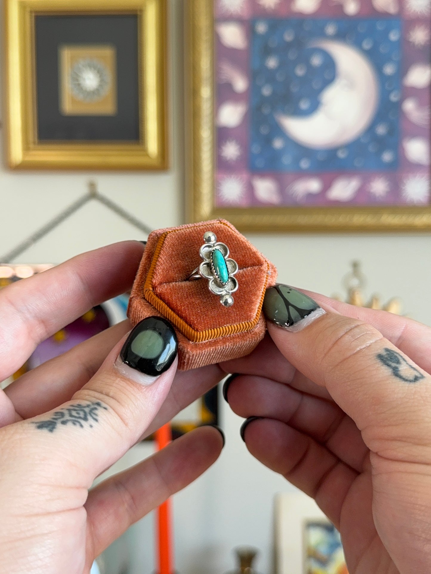 Small oval turquoise ring