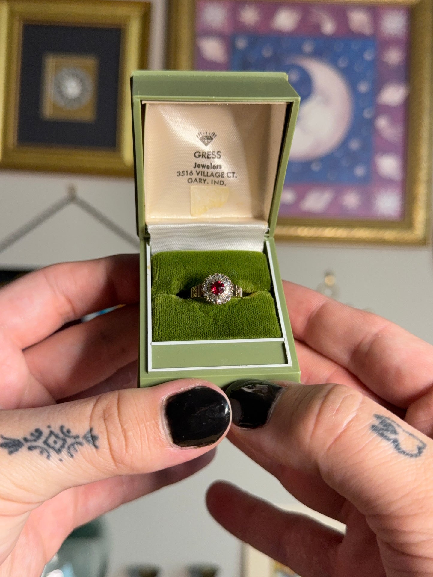 Antique mine cut simulated ruby