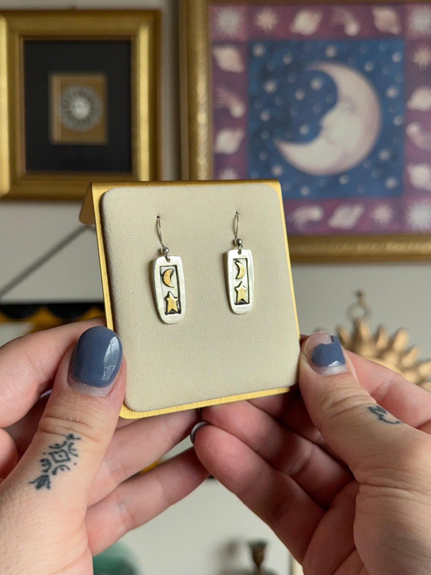 Star & Moon medallion earrings