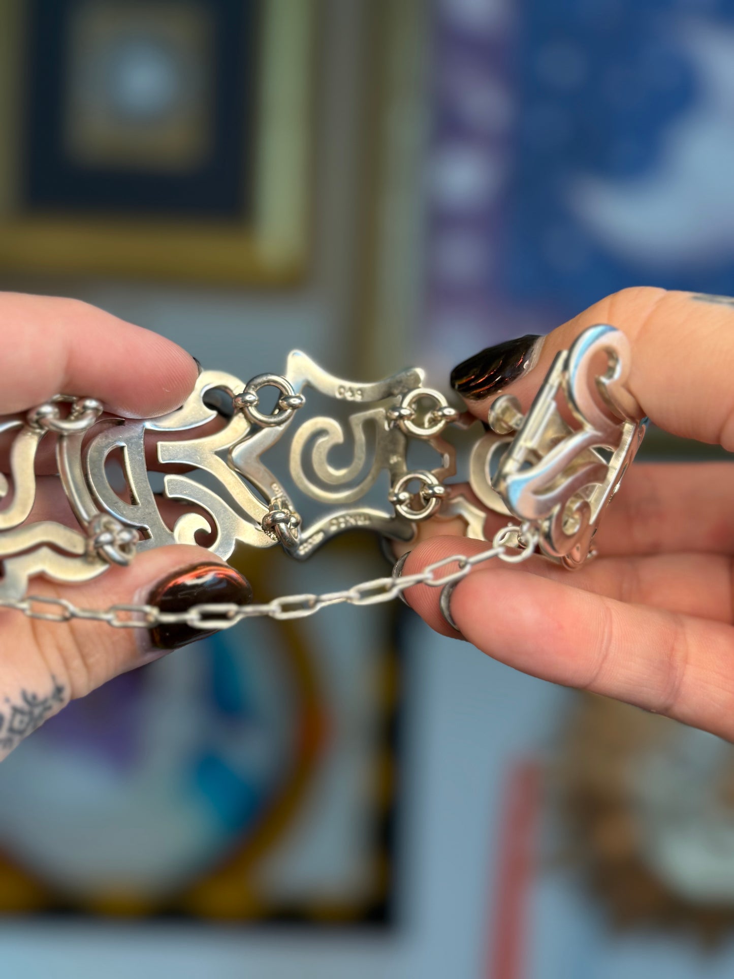 Taxco Ornate detailed chunky link bracelet