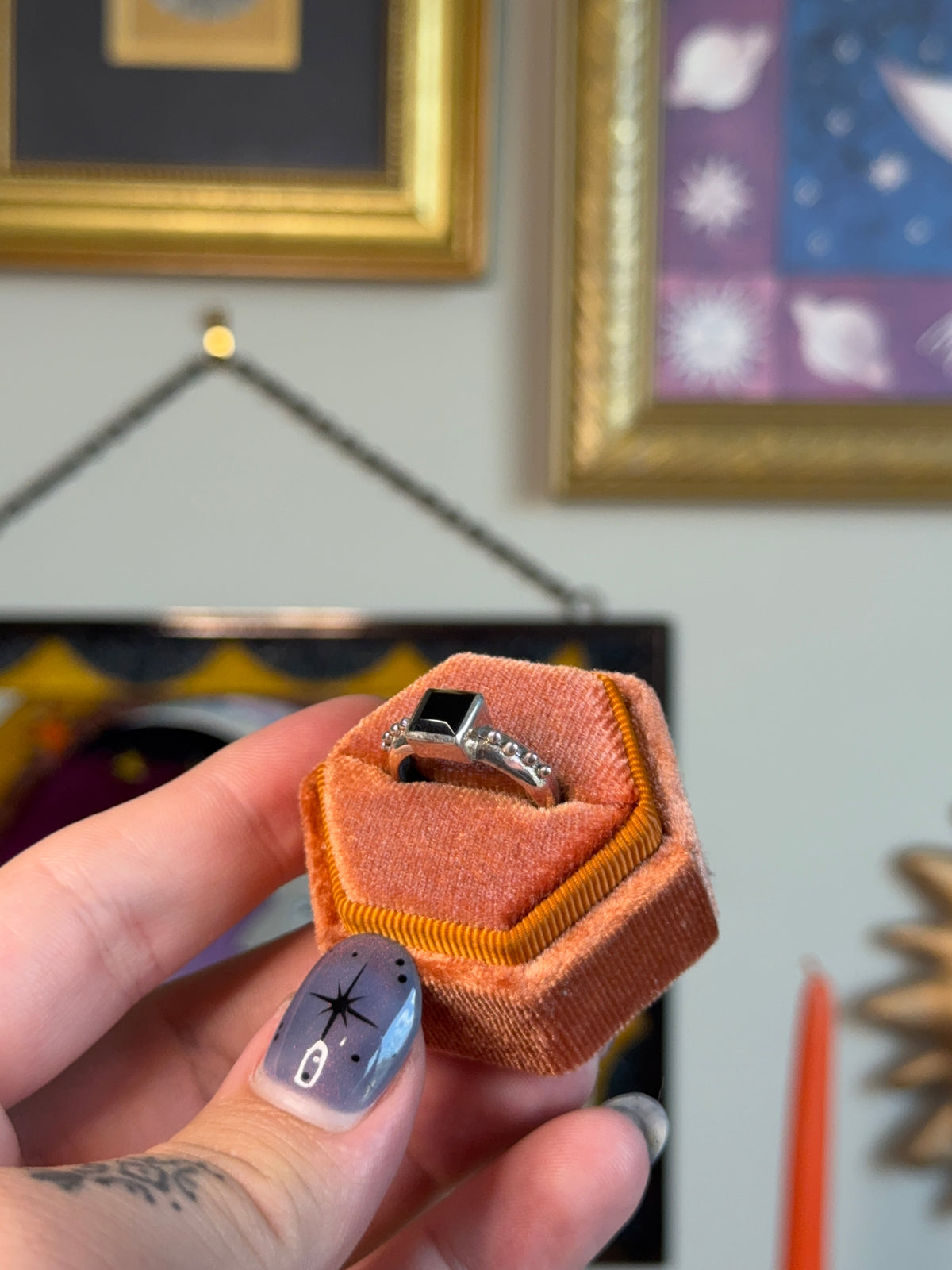 Small black onyx square band