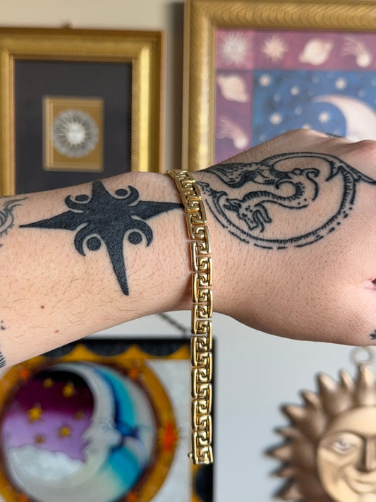Gold Greek key link bracelet