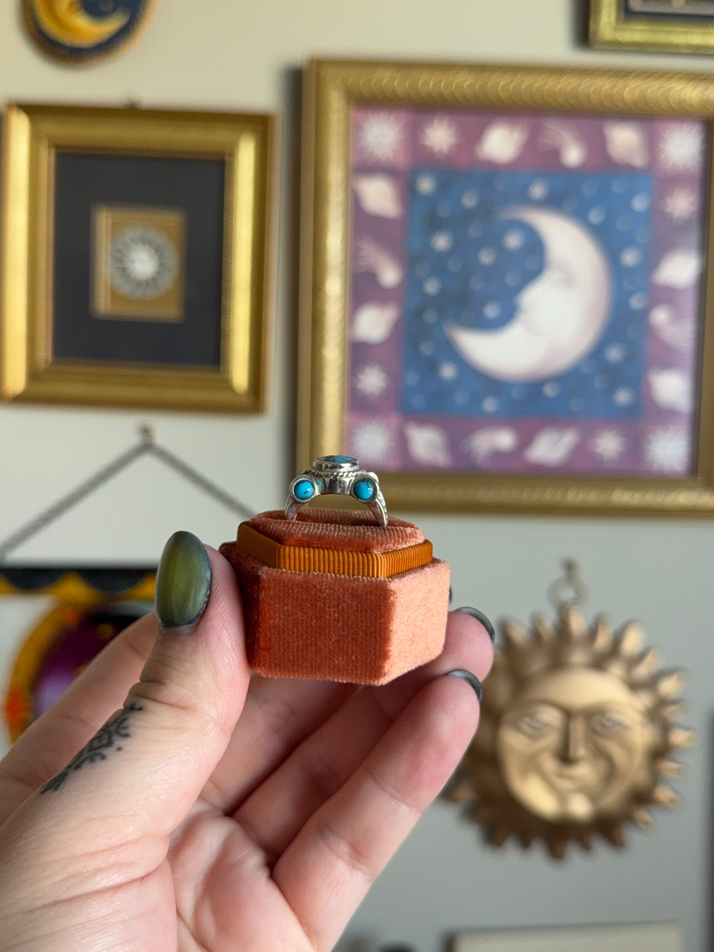 Turquoise detailed ring