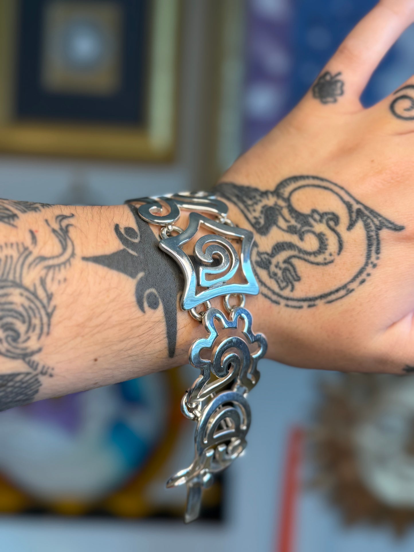 Taxco Ornate detailed chunky link bracelet