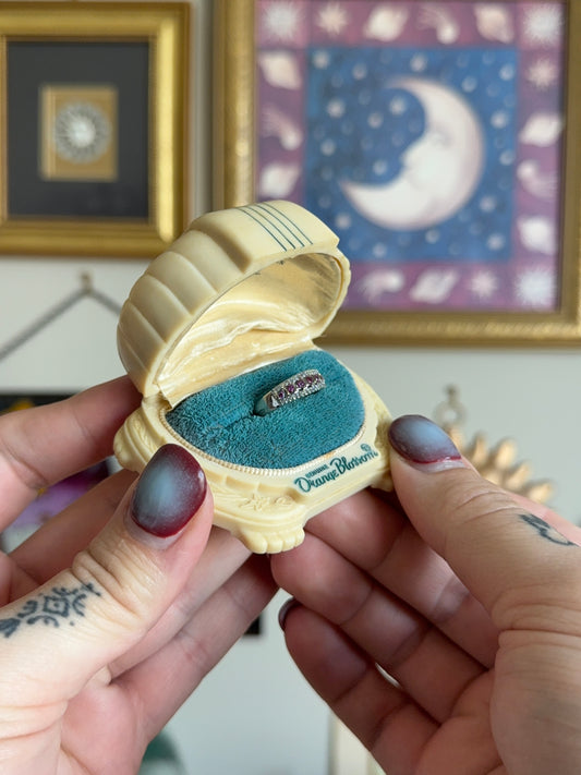 White Gold ruby & diamond band