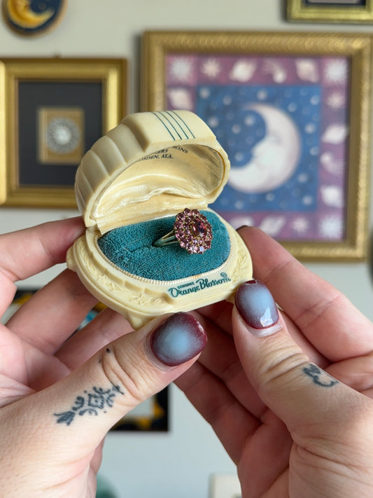 Yellow gold Pink Tourmaline Cluster
