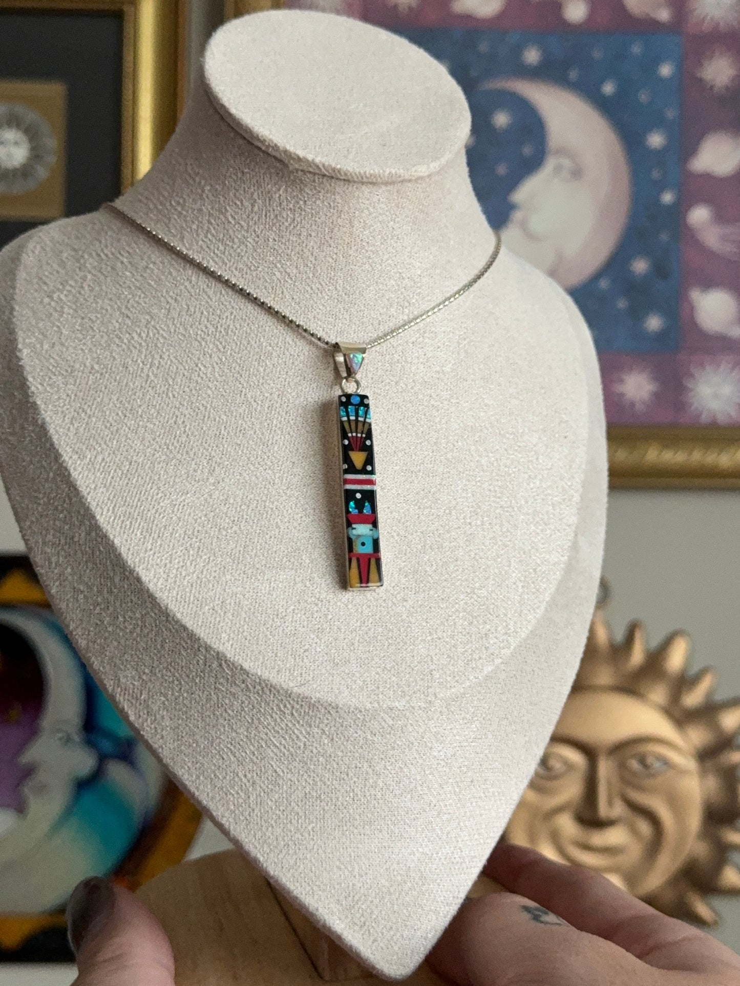 Sterling Silver Zuni inlay pendant
