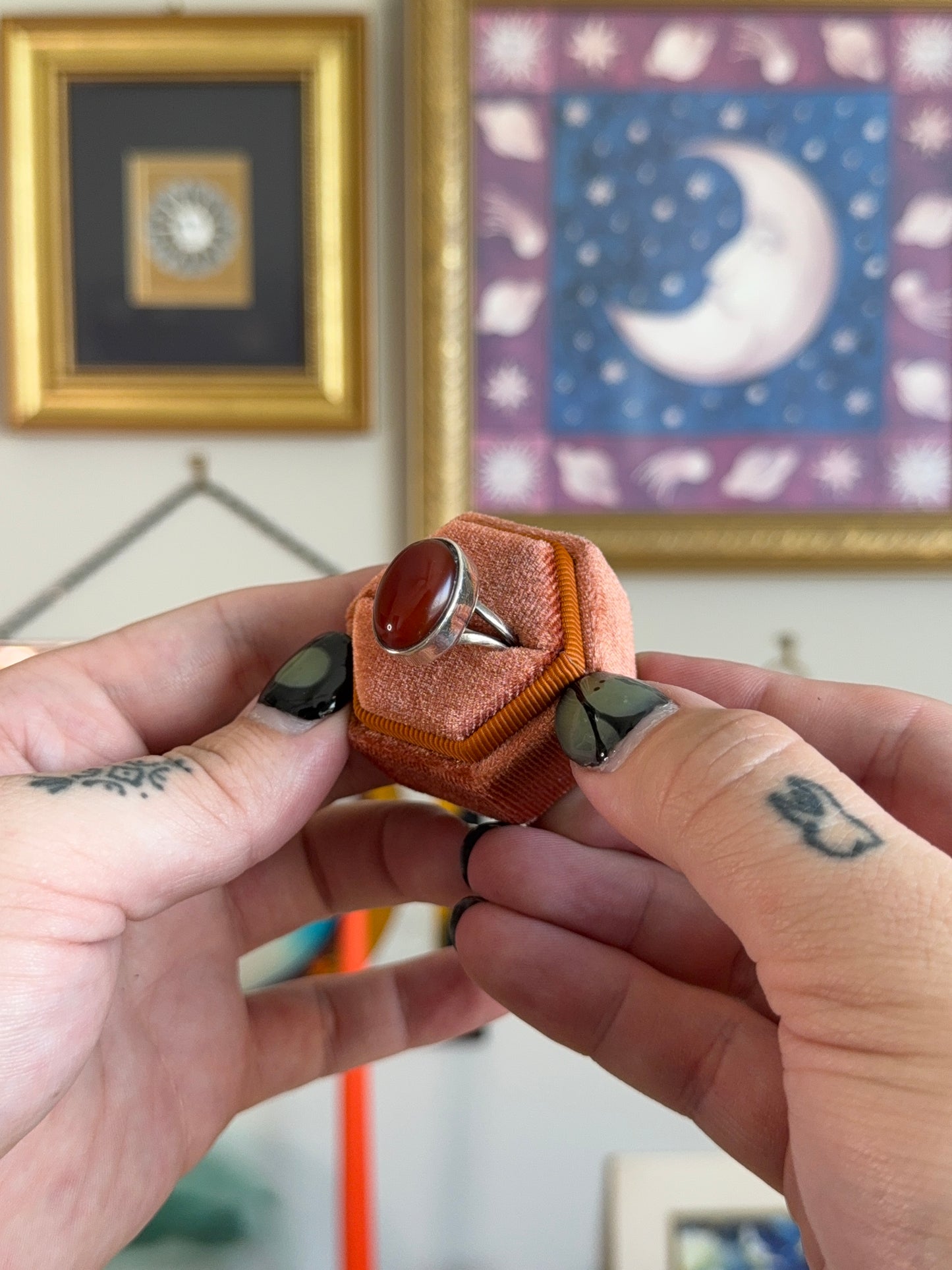 Carnelian cabochon ring