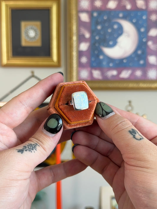 Square opal ring