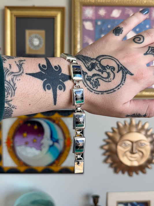 Squared multi-stone inlay bracelet