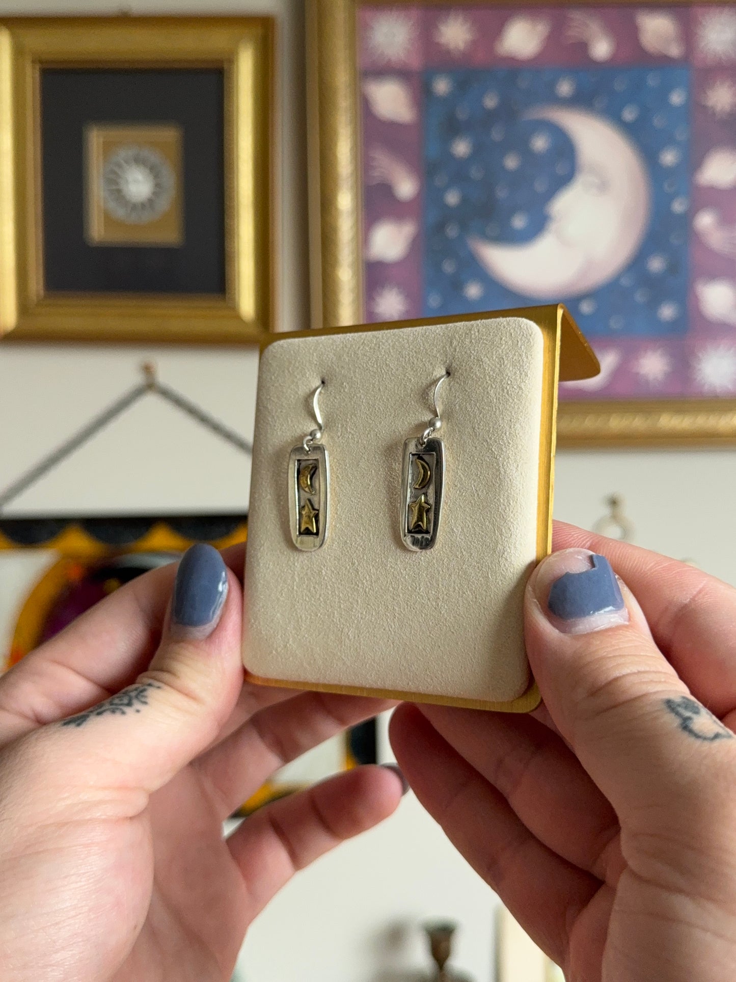 Star & Moon medallion earrings