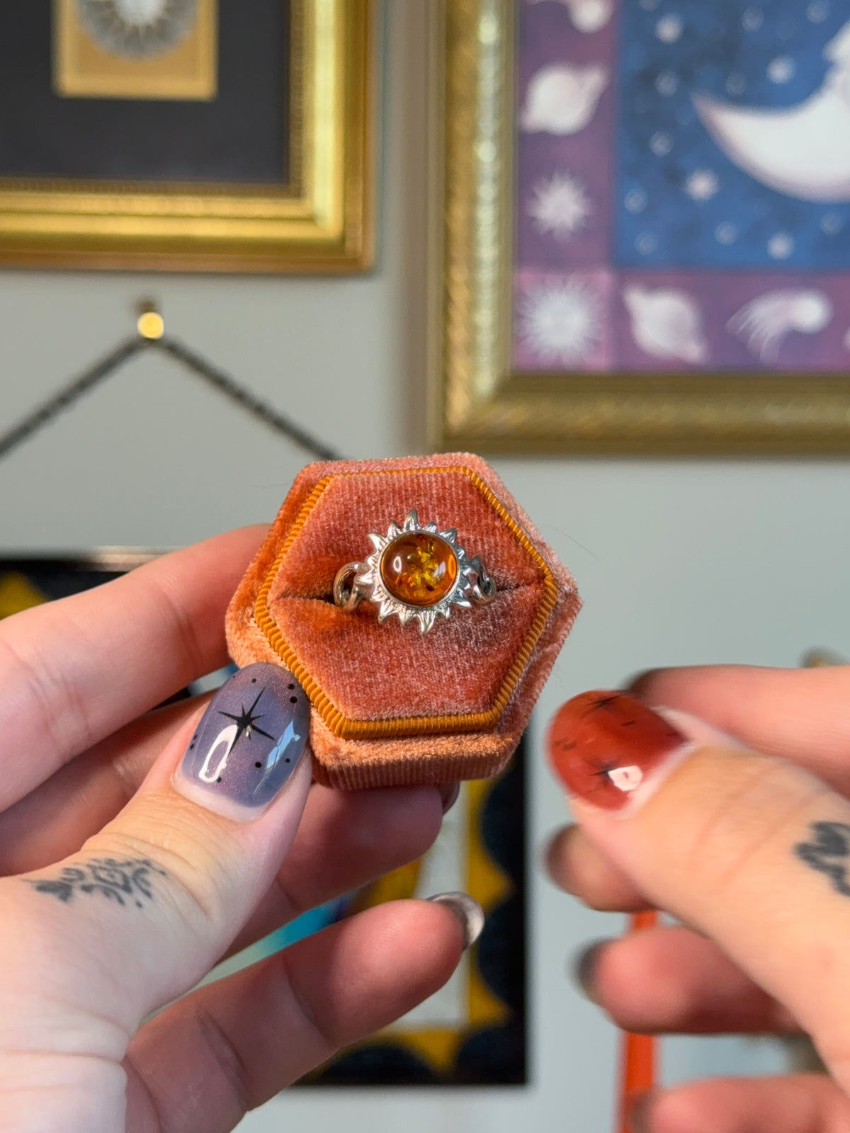 Celestial Amber sun ring