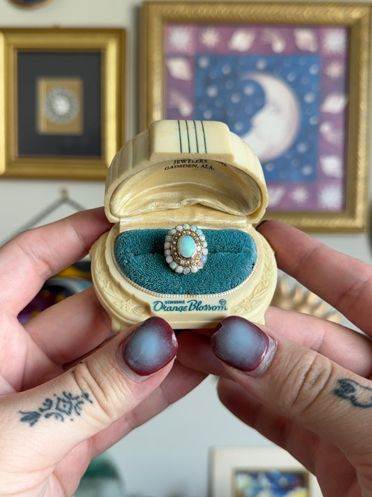 Antique Opal and seed pearl ring