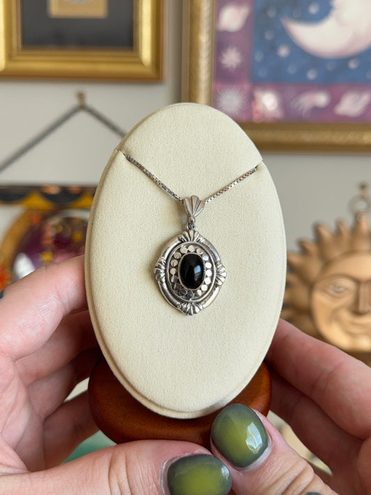 Black Onyx medallion necklace