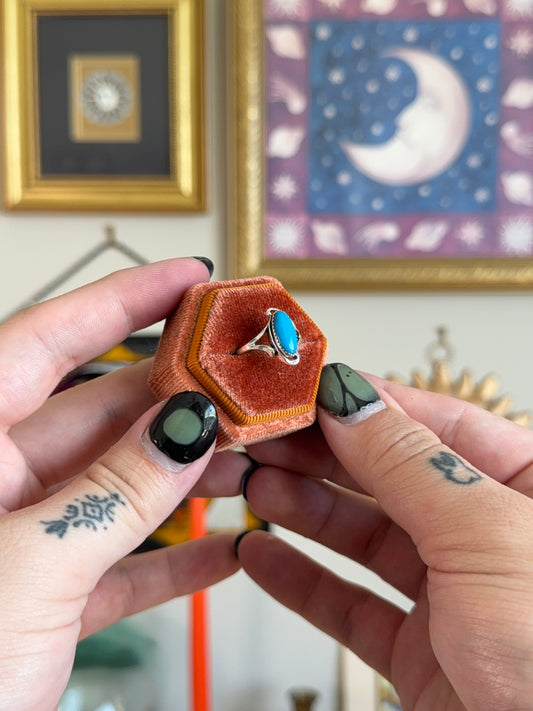 Small elongated turquoise ring