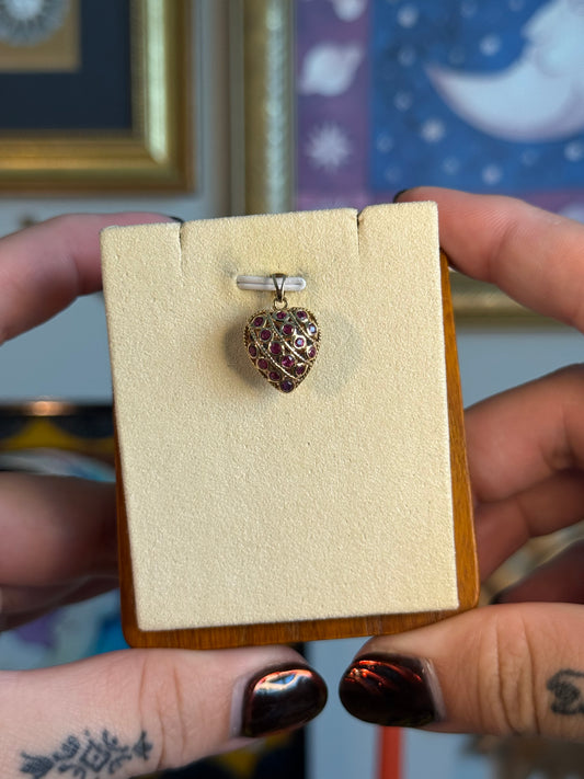 Reversible ruby and sapphire heart pendant