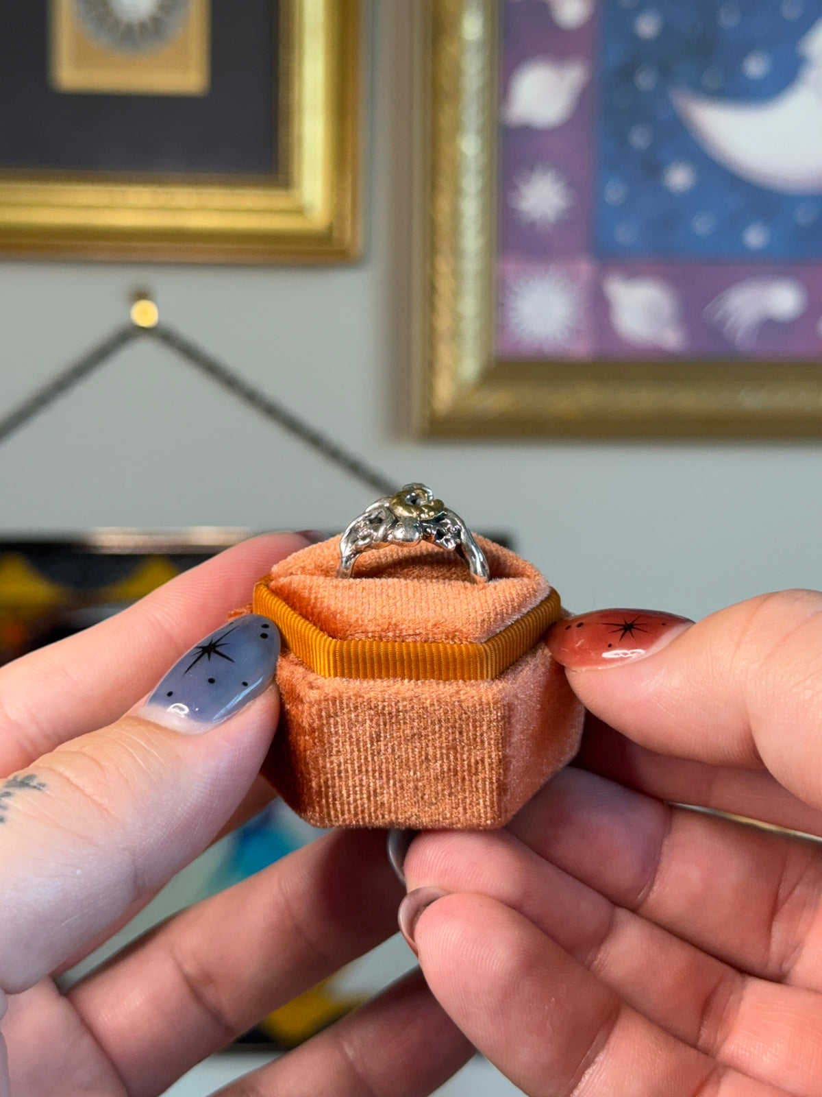 Brutalist style celestial ring