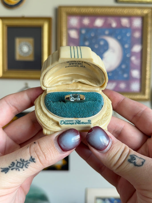 Aquamarine squared ring