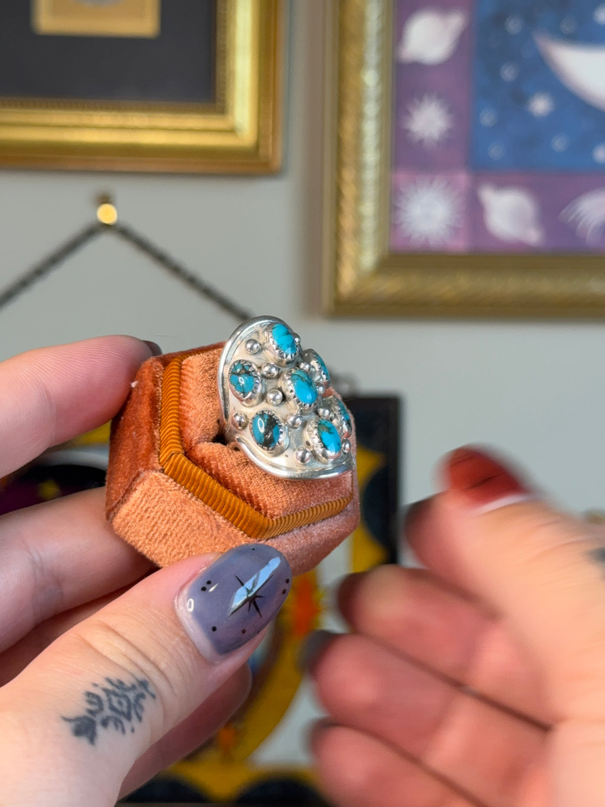 Turquoise shield ring