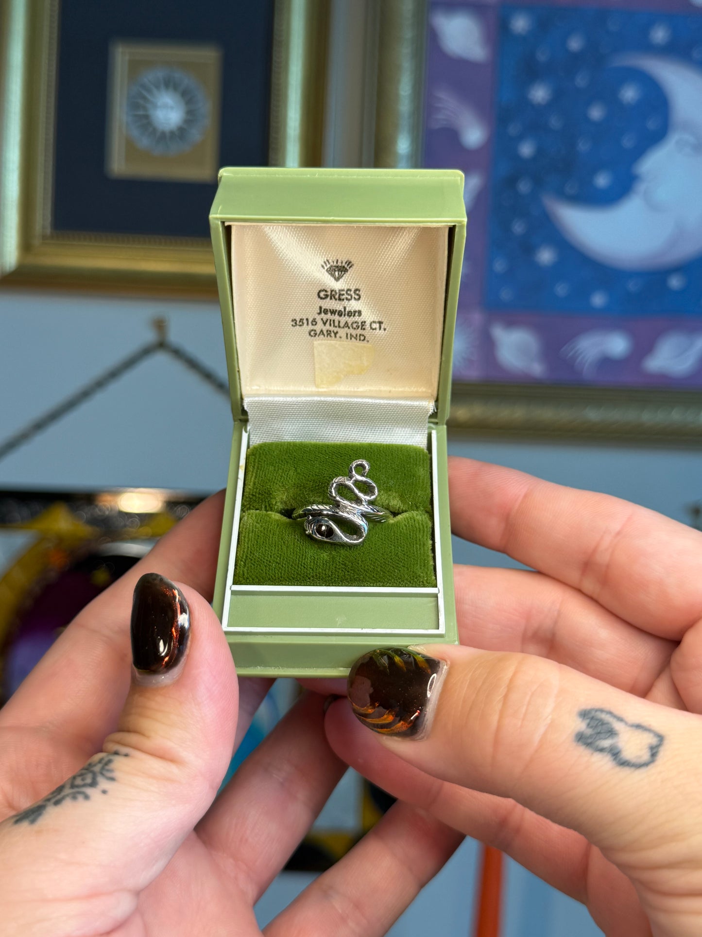 Black Onyx snake ring