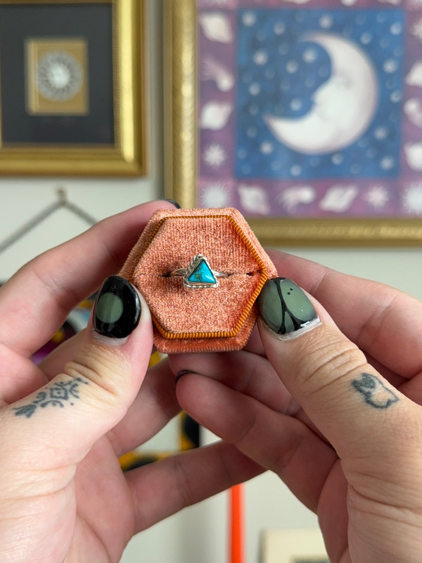 Triangle turquoise ring