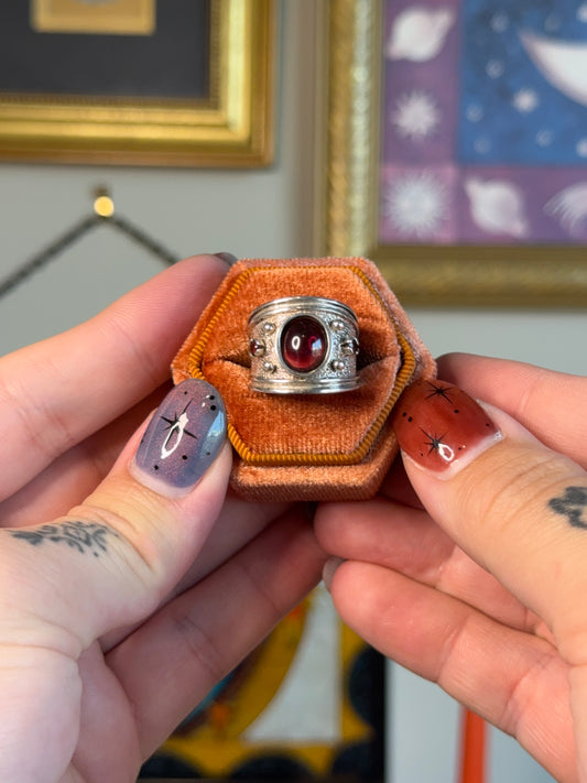 Garnet cabochon band