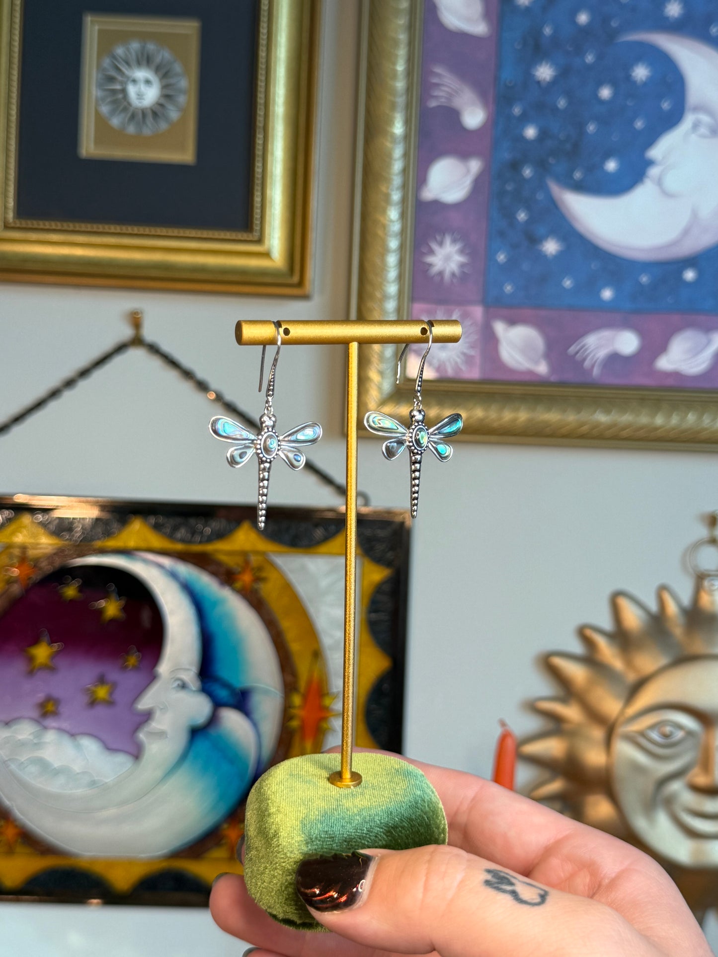 Abalone dragonfly earrings