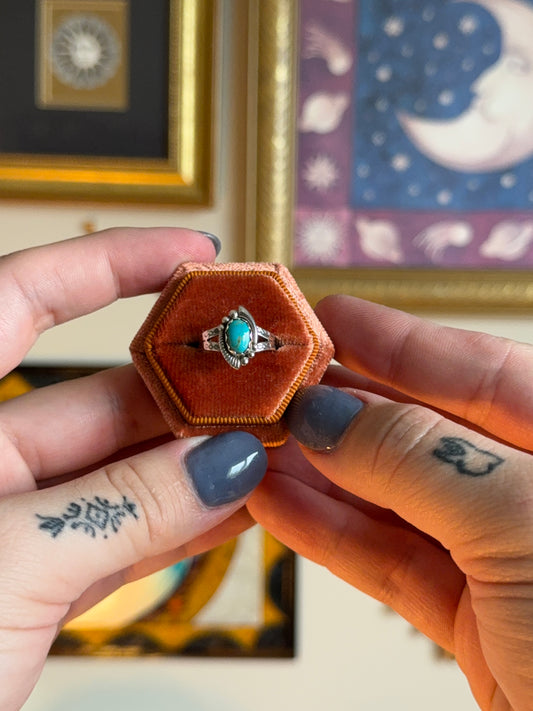 Small textured turquoise ring