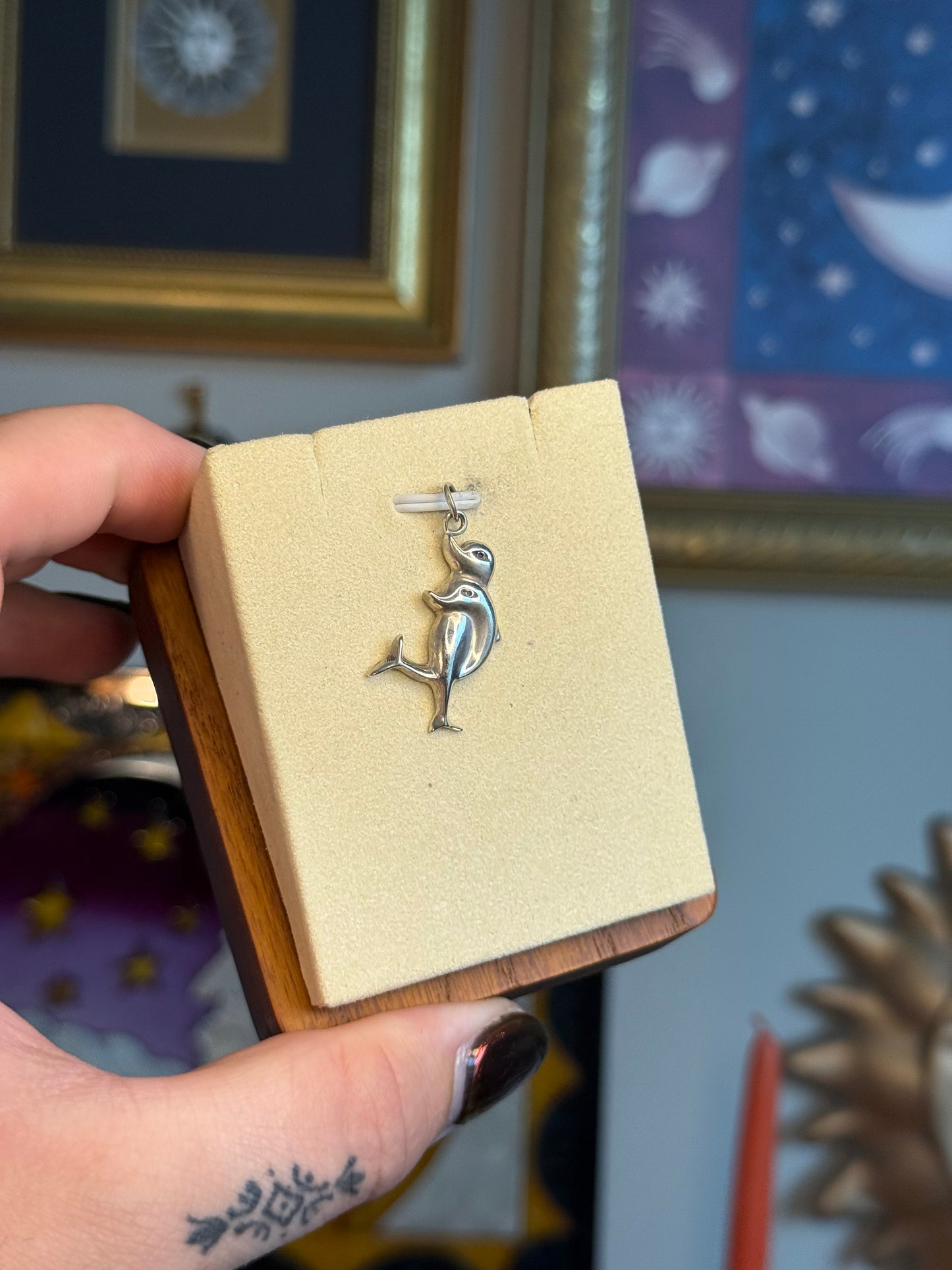 Antique style dolphin pendant