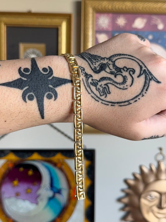 Gold Greek key link bracelet