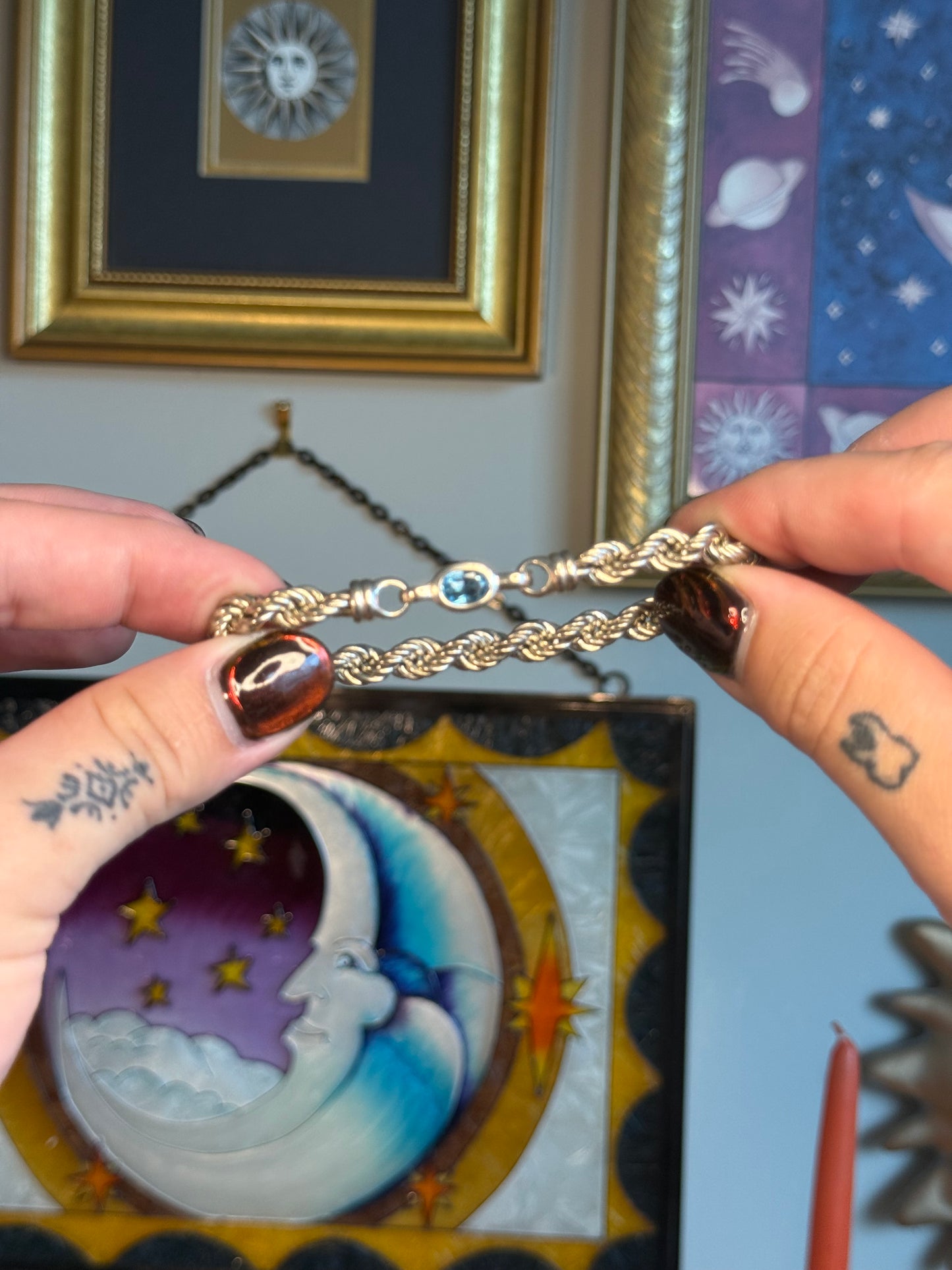 Blue topaz rope bracelet