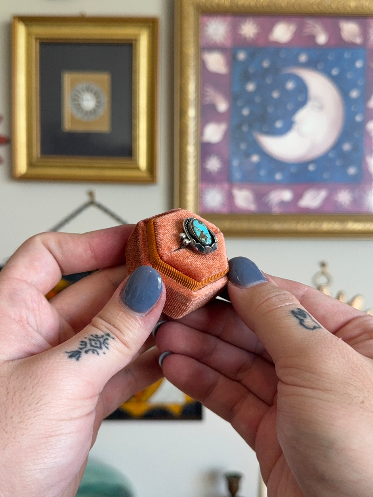 Turqouise Oval Leaf ring