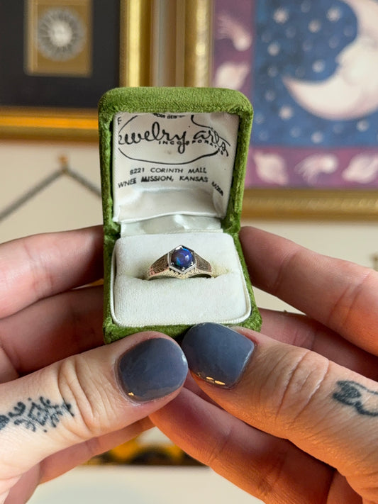 Antique cabochon black opal