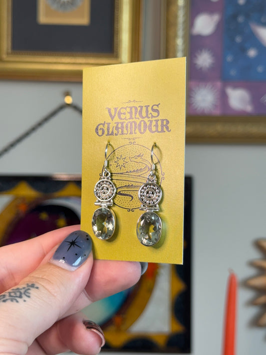 Green Amethyst dangle earrings