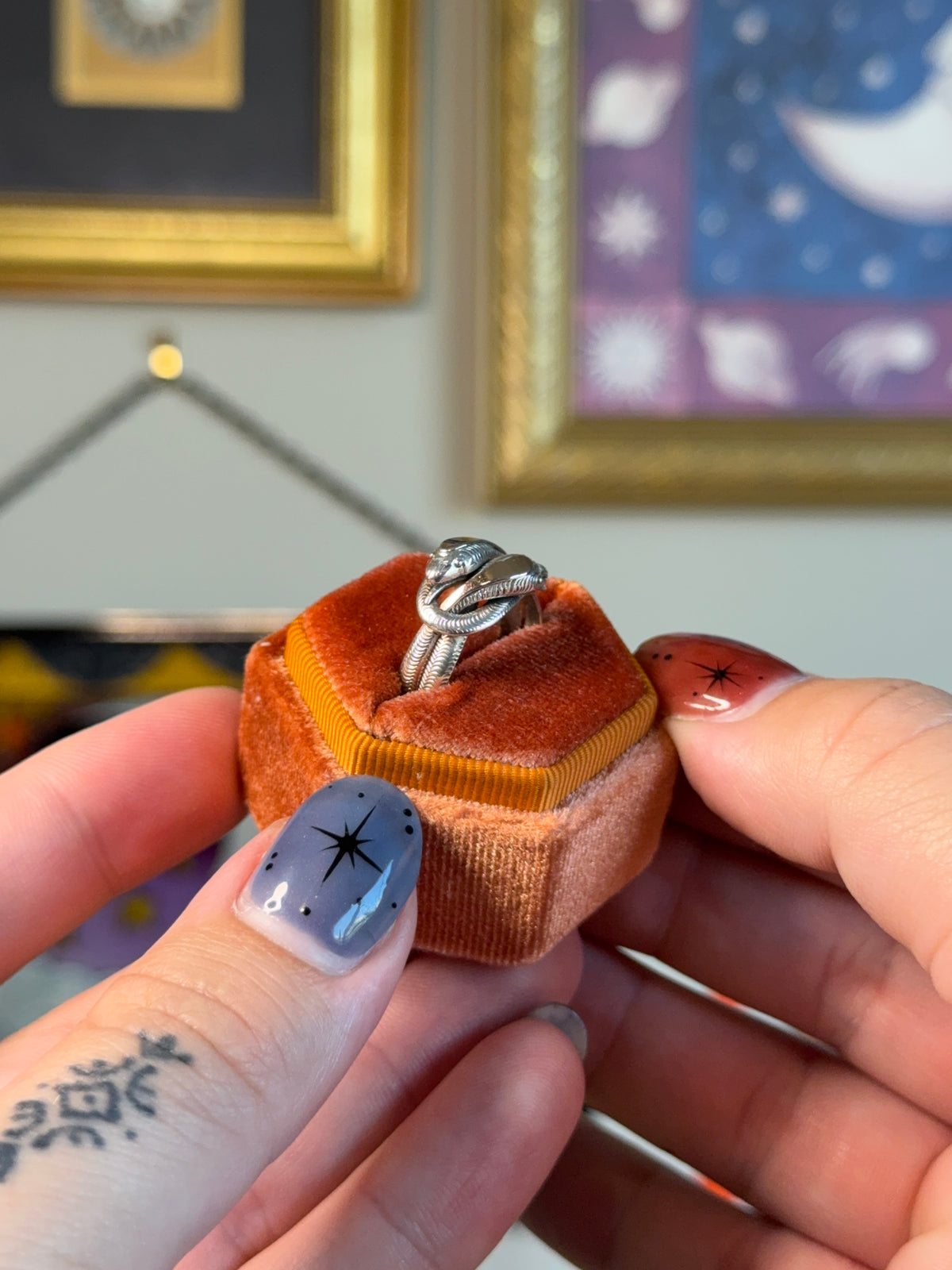 Antique double snake ring
