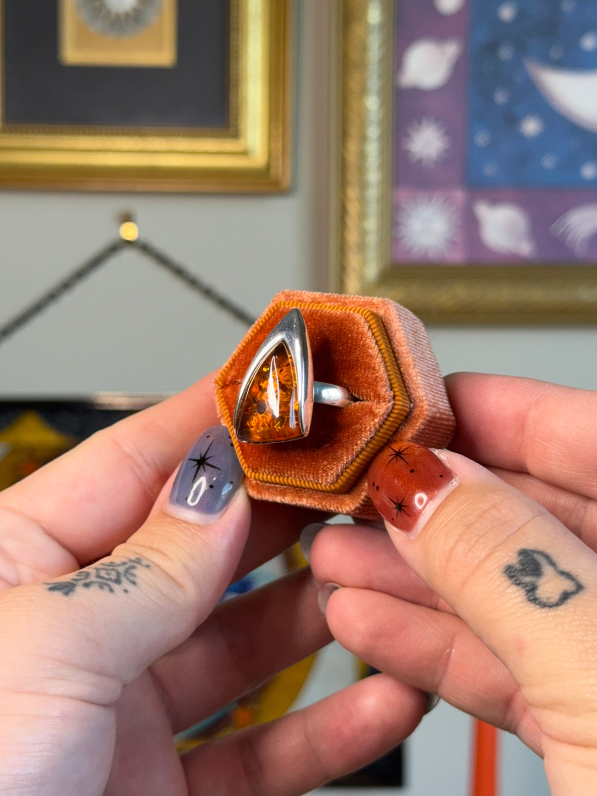 Modernist Amber ring