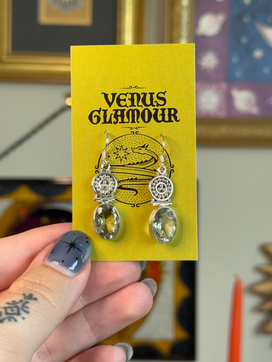 Green Amethyst dangle earrings