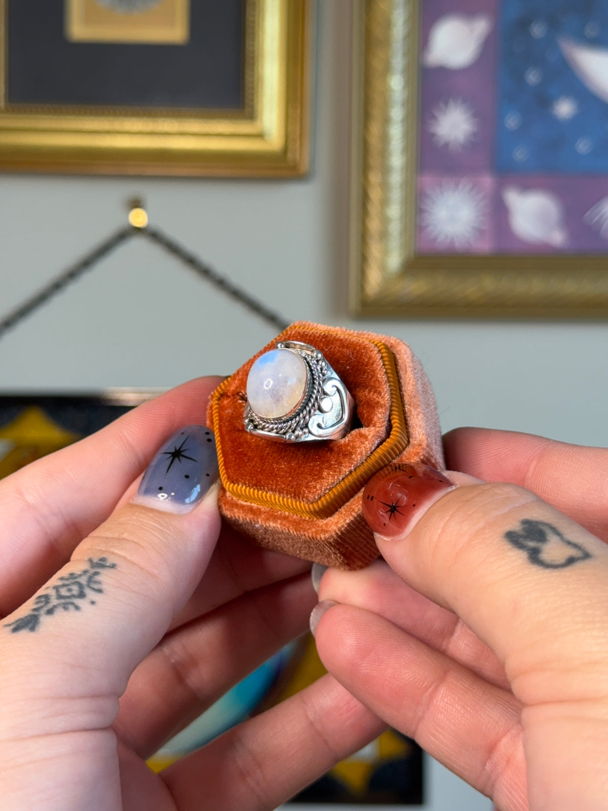 Moonstone cabochon ring