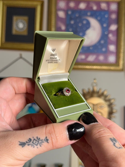 Antique mine cut simulated ruby