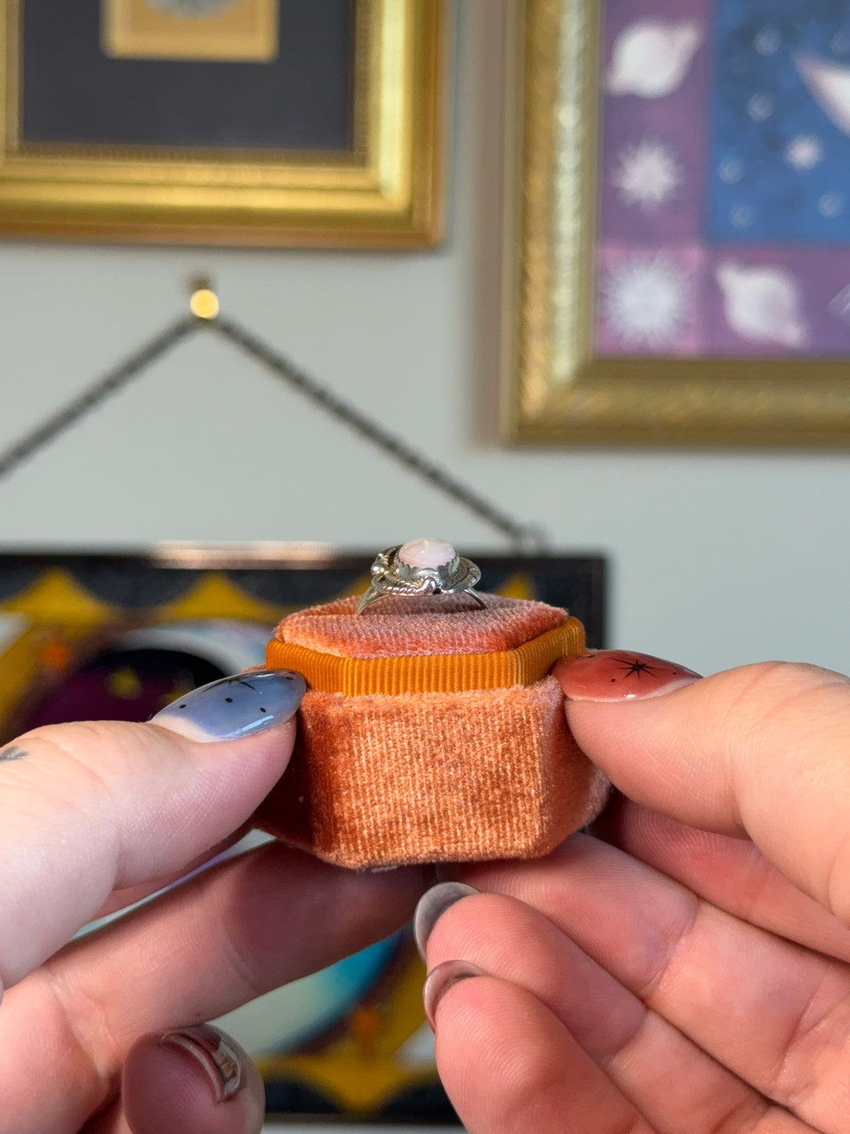 Elongated Navajo mother of pearl ring