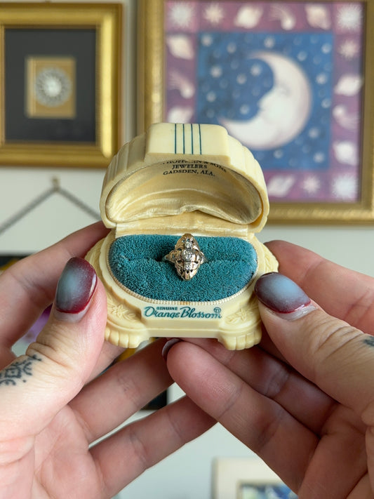 Art Deco two tone shield ring