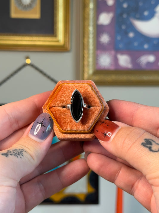 Marquise black onyx ring