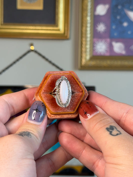 Elongated Navajo mother of pearl ring