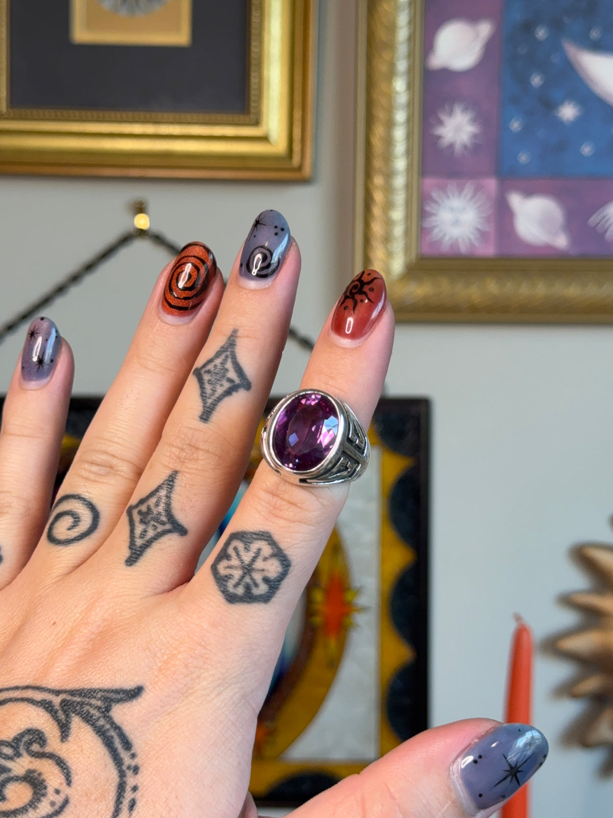 Amethyst Taxco detailed signet