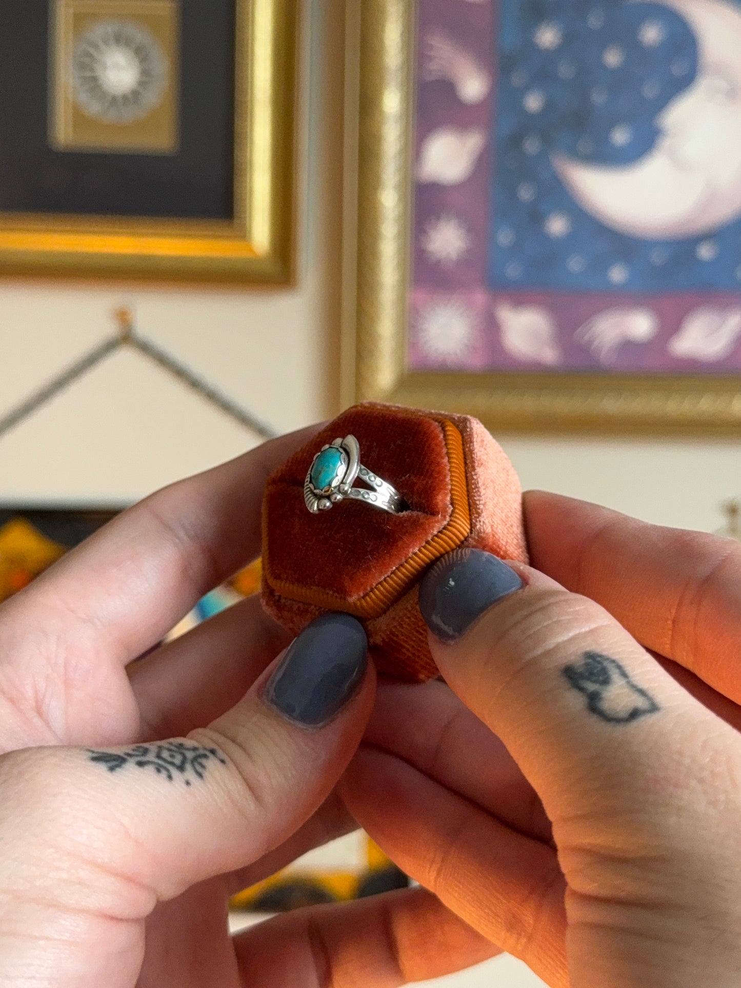 Small textured turquoise ring