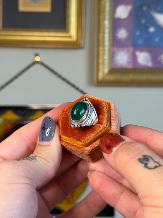 Green Onyx detailed ring