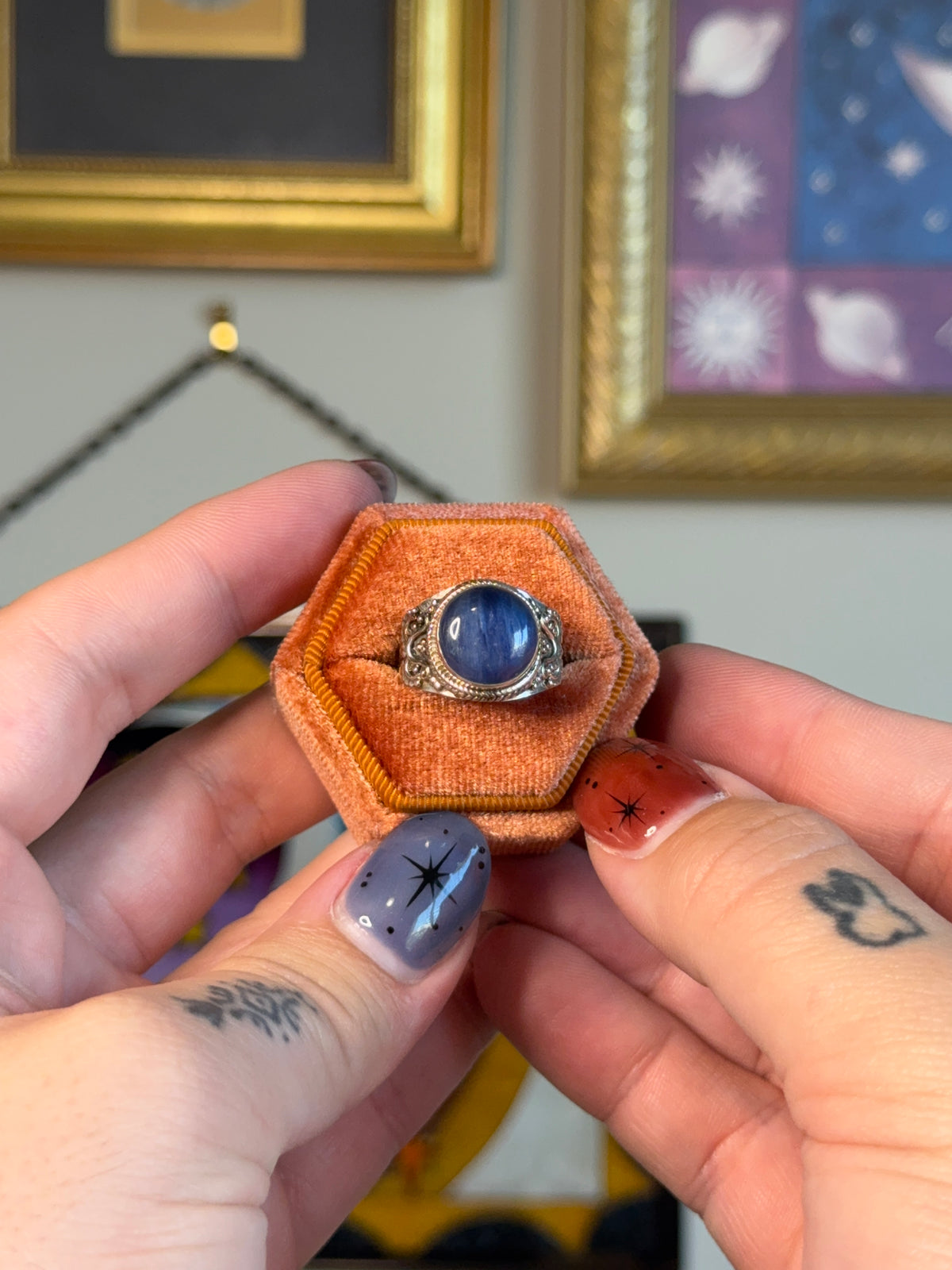 Blue cabochon ring