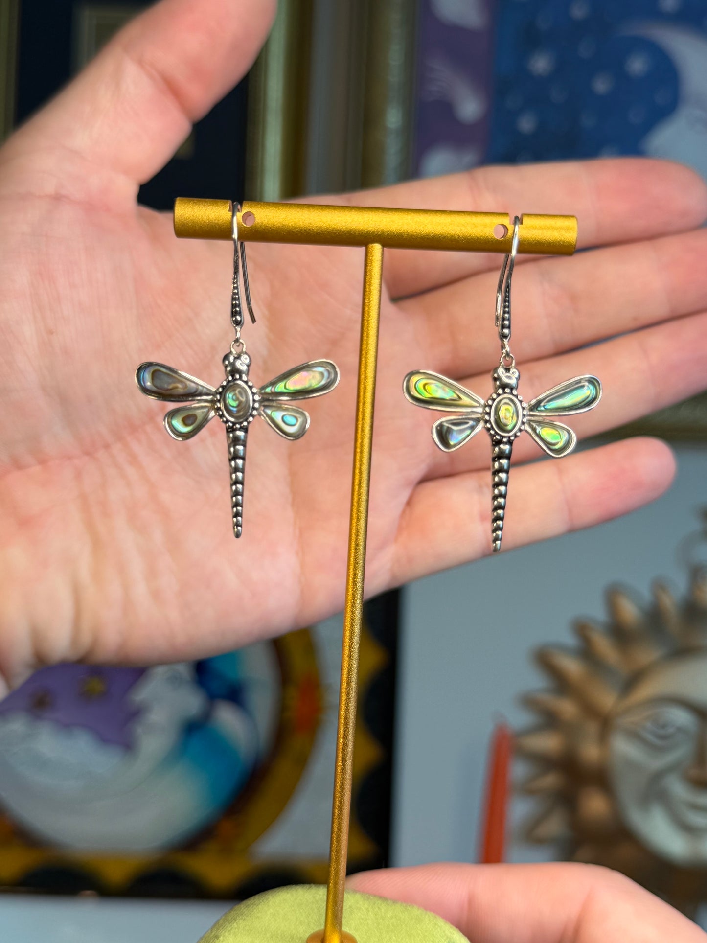 Abalone dragonfly earrings
