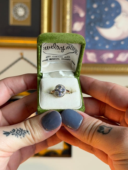 Tanzanite & diamond floral motif ring