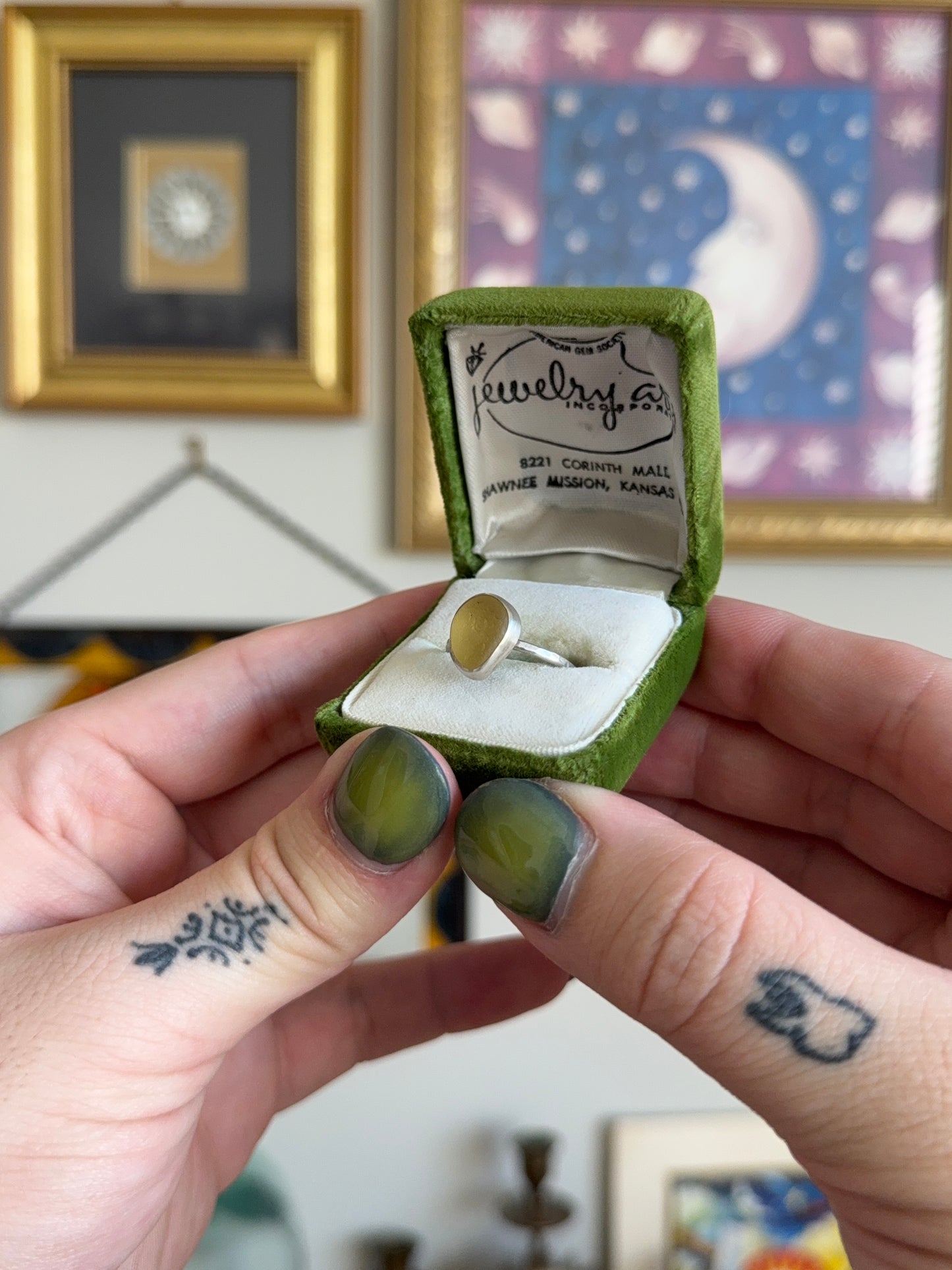 Yellow Sea Glass ring